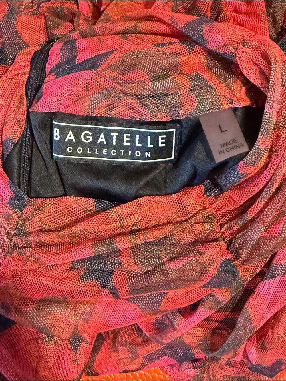 bagatelle Red Floral Ruched Long-Sleeve Mesh Top - Picture 4 of 4